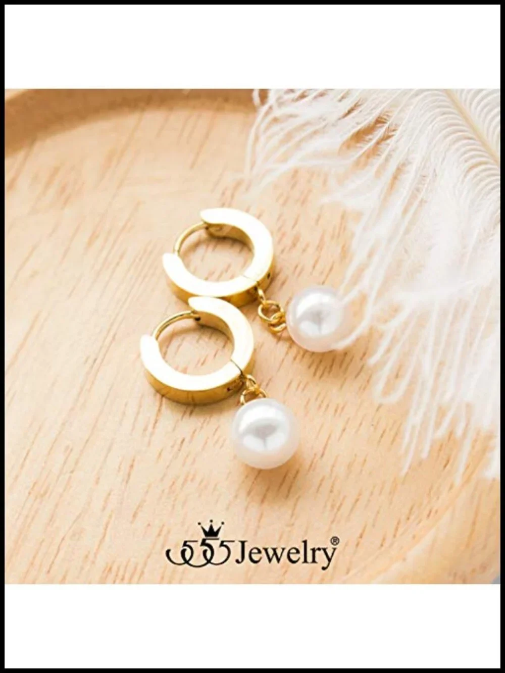 Stainless Steel Huggie Dangle Pearl Onyx Turquoise Earrings for Women